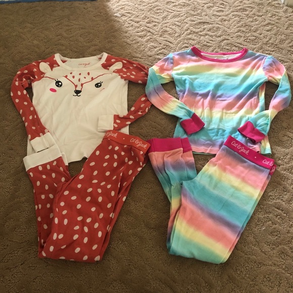 Set of 2 cat & jack pjs rainbow deer 8 girls
